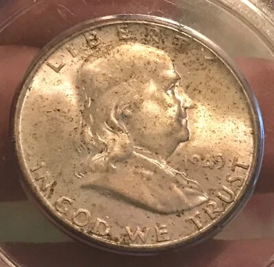 1949-s Franklin half dollar, brilliant Uncirculated, PCGS 64, old rattler holder - Image 1 of 4