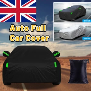 All Black Indoor Car Cover Stretch Satin Scratch Dust Proof Reflective Strips UK - Picture 1 of 14