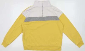 New Look Womens Yellow Striped Cotton Blend Sweatshirt Size 12 Zip - Picture 1 of 12