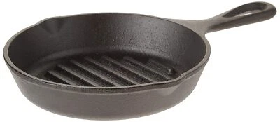 Lodge L3GP Seasoned Cast Iron Ribbed Grill Pan 6.5" for Stove Grill or Campfire - Image 1 of 4