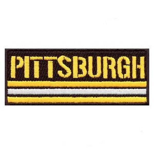 Pittsburgh Striped Box Embroidered Iron On Patch - Picture 1 of 2