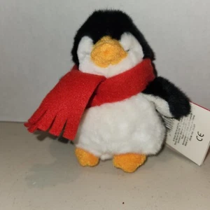 NEW RUSS Black White #32221 TUNDRY Penguin Red Scarf 5" Mini Plush HTF w/tags - Picture 1 of 6