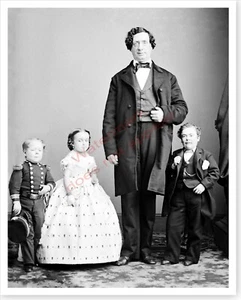 General Tom Thumb With Lavinia Commodore Nutt And The Giant Silver Halide Photo - Picture 1 of 1
