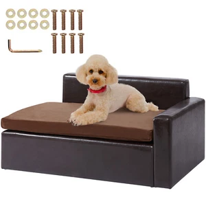 VEVOR Pet Sofa Dog Couch for Medium-Sized Dogs Leather Dog Sofa Bed 110lbs Black - Picture 1 of 12