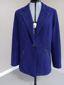 Chicos Womens Blazer Suit Jacket One Button Zip Pockets Textured Purple Size 1 - Picture 1 of 11