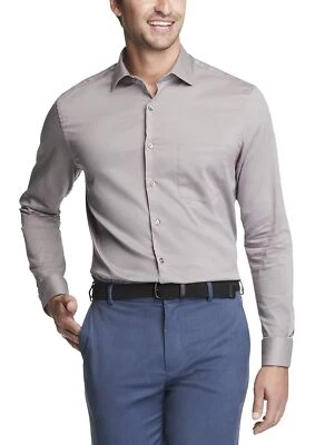 Camisa de vestir para hombre Van Heusen ajuste regular protector contra manchas elástico, acero, 15"-15,5" Foto 1 de 4