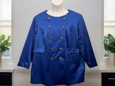 Chaqueta Blazer Joan Rivers Para Mujer Talla 3X Elegante Azul Mezcla Botón Foto 1 de 4