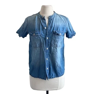 MADEWELL Chambray Shirt Womens Sz XS Classic Preppy Academia Cowboy Tuxedo - Picture 1 of 6