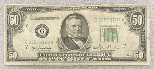 1950 Chicago $50 Dollar Note FRN G02573123A Fr. 2107-G *NICE OLD BILL* BL9 - Picture 1 of 2