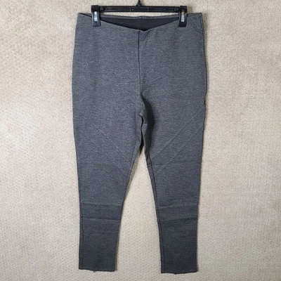 Soft Surroundings Pants Women M Gray Ponte Knit Pull On Ankle Zip Seamed Stretch - Image 1 of 4