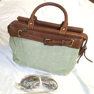 Bandolera Zink Collective Verde Blanco Rayas Preppy Tranquila Lujo Costera - Imagen 1 de 16