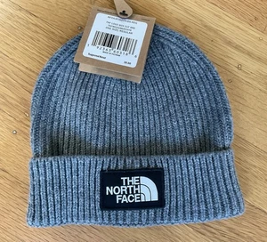 The North Face Logo Box Cuffed Beanie Unisex Grey Heather Neu mit Etikett NEU - Bild 1 von 6