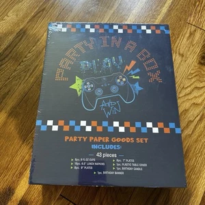 Game Controller Birthday Party Goods in a Box 43 pieces Banner Candle Plates - Picture 1 of 3
