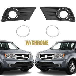 Pair Fog Light Lamp Trim Cover w/Chrome Ring Fit For Honda Pilot 2012-2015 12-15 - Picture 1 of 19