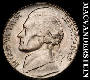 1943-S Jefferson Nickel - Choice Gem Brilliant Uncirculated Lustrous #E3308 - Picture 1 of 2