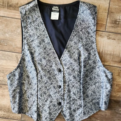 Chaleco de Colección Judy Knapp Para Mujer Gris Botón Geométrico Talla Grande California EE. UU. Foto 1 de 4