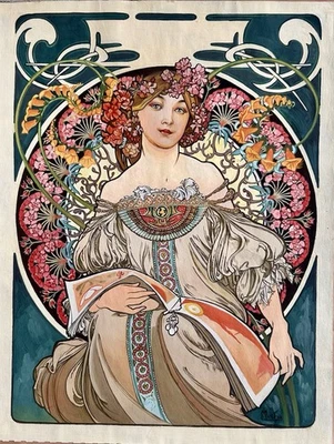 One of the Beautiful Paintings. Gouache. Alphons Mucha. - Photo 1/3