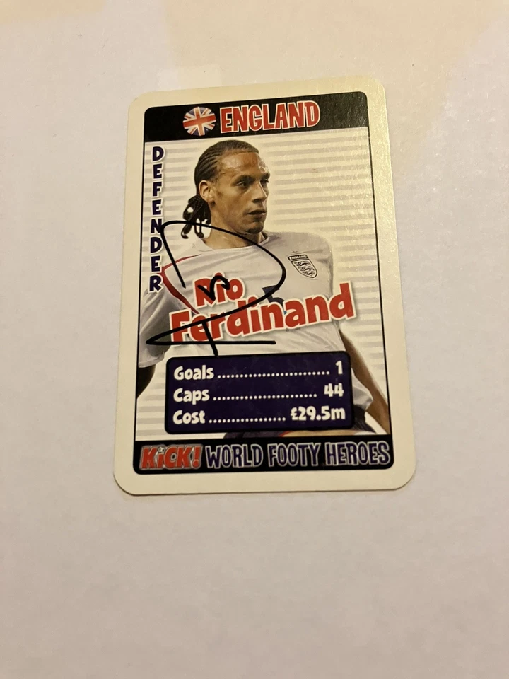 Hand signed Rio Ferdinand England Kick World Footy Heroes 2006 Football Card - Image 1 of 1