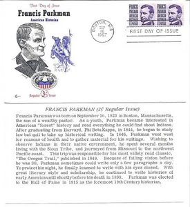 1281 3c Francis Parkman, cubierta de sellos artesanales, CCC, FDC - Imagen 1 de 1