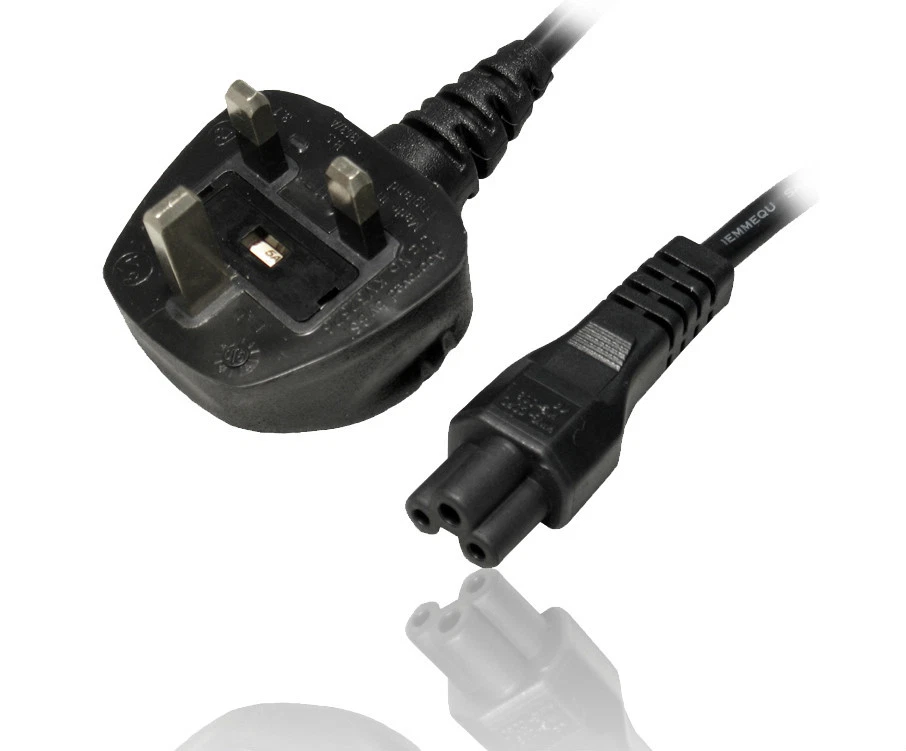 UK C5 Cloverleaf Clover Leaf Mains Power Cable 2M Lead Laptops Adaptor BS1363 UK - Image 1 of 1