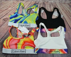 NWT WOMENS CALVIN KLEIN REIMANGINED HERITAGE LOGO SPORTS BRA CHOOSE COLOR SZ XS - Picture 1 of 9
