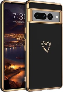 For Google Pixel 7 pro 6.7" Slim Case Shockproof Heart Pattern Phone Cover Black - Bild 1 von 6