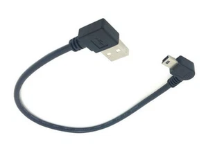 Mini USB 5Pin 90D Left Angled Male to Left USB 2.0 Male Data Charge Cable 20cm - Picture 1 of 3