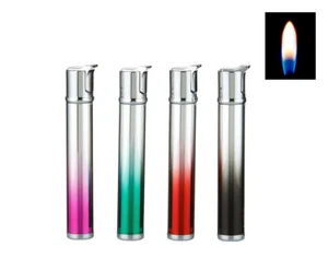 4 x Design Feuerzeug Metall bunt nachfüllbar Gas Zigaretten rund - Bild 1 von 2