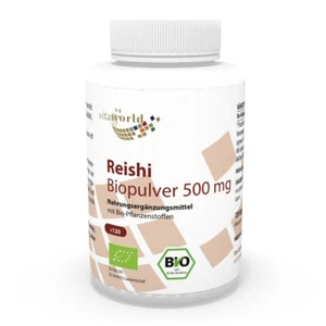 Vita World Reishi Pilz Pulver Bio Qualität 500mg 120 Kapseln Ganoderma Ling Zhi