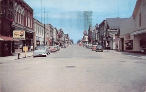 Wingham Ontario Business Section Postcard Cars Pepsi Volkswagen Goodrich Neon - Picture 1 of 2