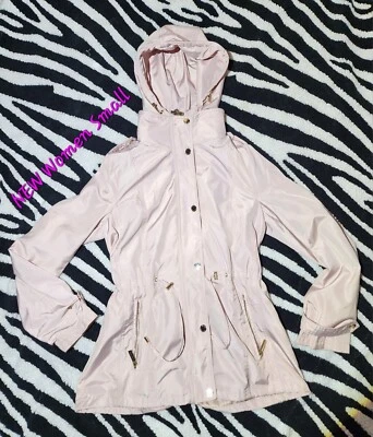 NUEVA Chaqueta de Lluvia Michael Kors Para Mujer Rosa Claro con Capucha Pequeña Foto 1 de 4
