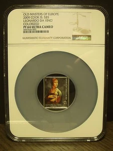 Rare Cook Islands 2009 $5 NGC PF-64 UC~Leonardo Da Vinci~Top Grade~Oversize - Picture 1 of 2