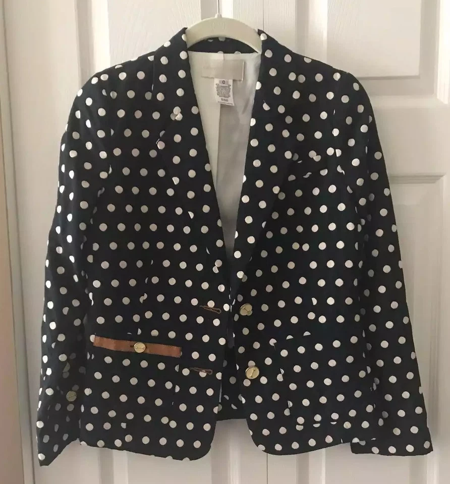 Chaqueta Blazer COREY LYNN CALTER Azul Marino Crema Lunares Punta Talla 0  Foto 1 de 3