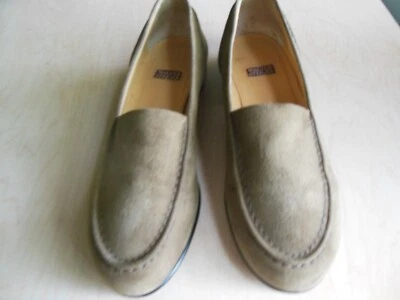 Mocasines Walter Steiger de gamuza gris/oliva para mujer estilo mocasín 7 B, Italia  Foto 1 de 4