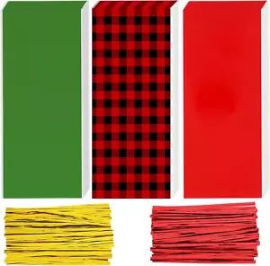 150 Pcs Christmas Cellophane Bags Christmas Candy Cookie Treat Bags Xmas Clear P - Picture 1 of 7