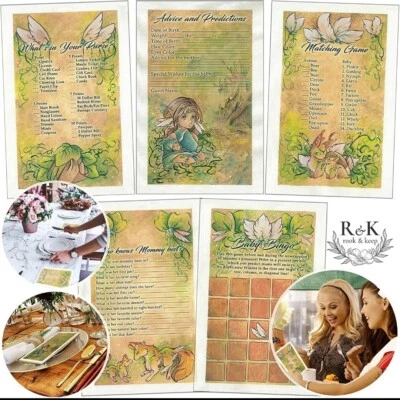 Magical Woodland Animals/Fairy/Faerie~Baby Shower~Games~Advise Card Set~50 guest - Image 1 of 3