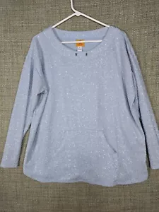 Ruby Rd Damen XL Sweatshirt blau ohne Kordelzug Glitzer Tasche - Bild 1 von 12