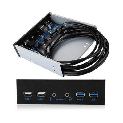 Front Panel Hub Expansion Board USB 3.0 2.0 HD Microphone Headphones Jack PC - Image 1 of 4
