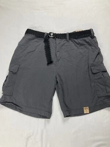 Foundry Gray Belted Cargo Flat Front Outdoor Work Shorts Mens 50 - Picture 1 of 11