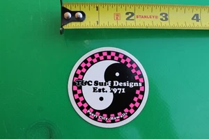 T&C Town and Country Surf Hawaii Surfboard Neon Checkered Retro Original STICKER - Picture 1 of 3