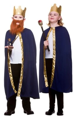 WICKED COSTUMES Kinder König/Königin Robe & Krone Kind Unisex Krönung Kostüm blau