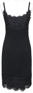 DIANE VON FURSTENBERG Black Dress Lace Spaghetti Strap Knee Length Sz 4 - Picture 1 of 9