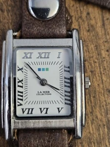 La Mer Roman Numeral Watch Wrap Leather And Metal Bracelet Silver Rectangle 22mm - Picture 1 of 7