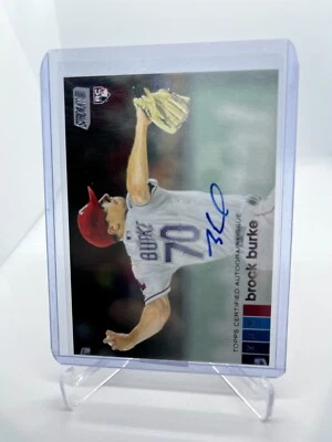 2020 Topps Stadium Club Brock Burke Rookie RC On-Card Autograph Rangers ABBU - Image 1 of 2