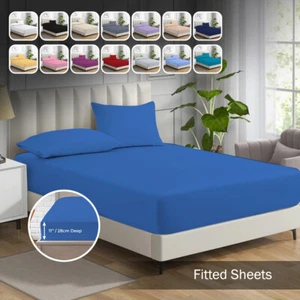 MistyMorning 11''/28cm Deep Fitted Sheet Egyptian Cotton, 200 Thread Count - Picture 1 of 150