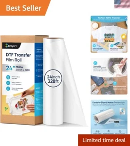 DTF Transfer Film Roll: 24" x 328 ft Premium DTF Film Roll, Double-Sided Matt... - Picture 1 of 7