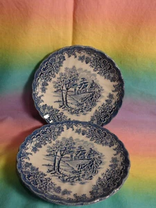 2 Churchill The Brook Blue White Replacement Saucer Made in England 5 1/2" - Picture 1 of 6