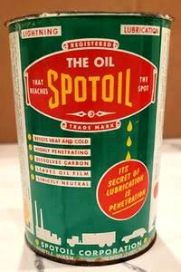 Vintage SPOTOIL 1 qt Oil Can " It's SECRET of LUBRICATION is PENETRATION " quart - Picture 1 of 13