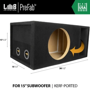 2.60 ft³ @ 34Hz Ported Subwoofer Enclosure Box w/ Kerf Port for Single 15" Sub - Picture 1 of 4