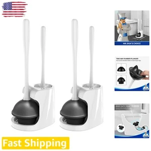 Efficient Toilet Brush with Powerful Plunger - Compact Bathroom Cleaning Kit - Picture 1 of 8